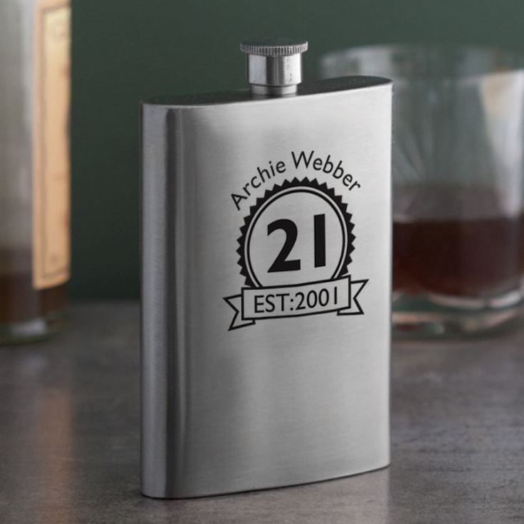 Personalised 21st Birthday Hip Flask product image