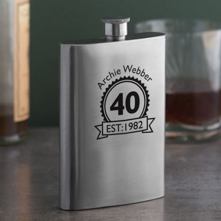 Personalised 40th Birthday Hip Flask product image