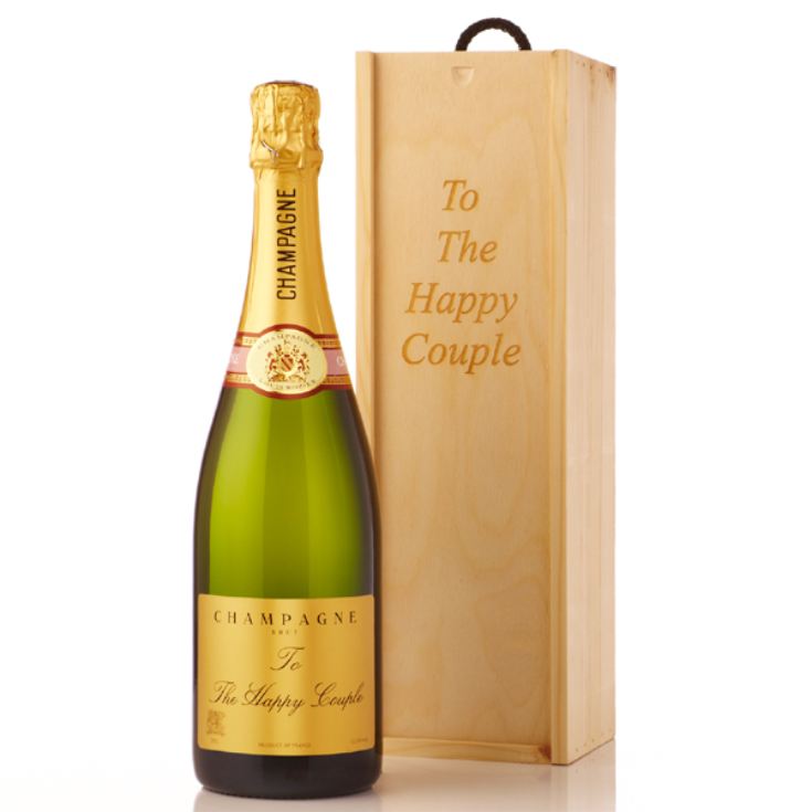 Personalised Champagne in Personalised Wooden Gift Box product image