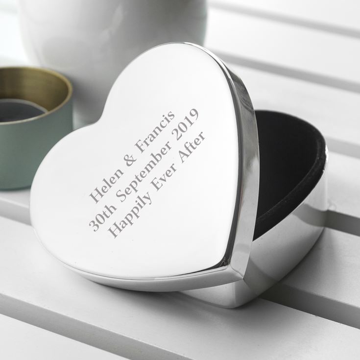 Personalised Classic Silver Heart Trinket Box product image