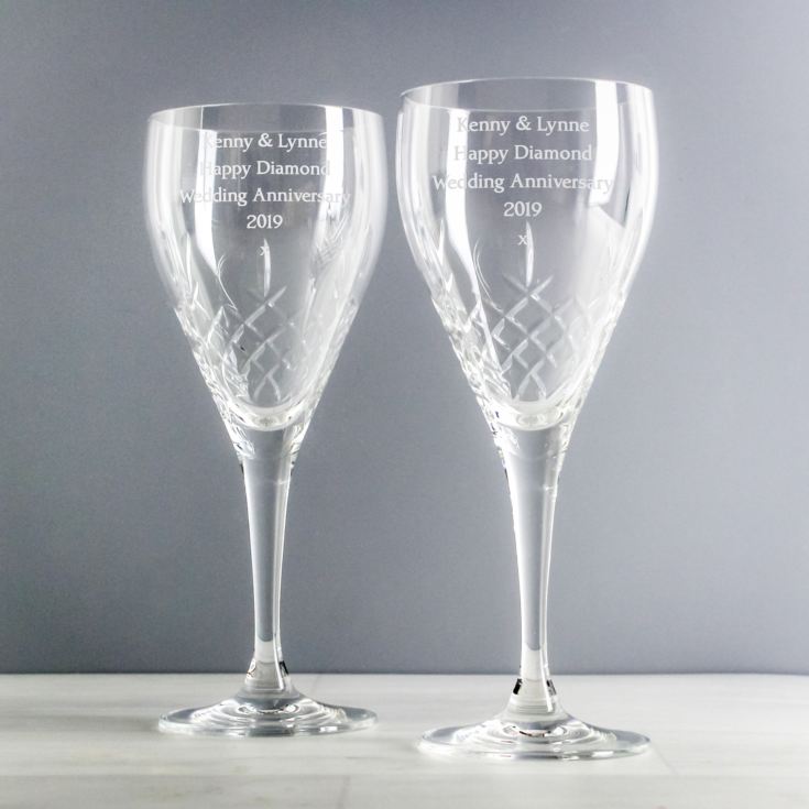 Personalised Cut Crystal Wine Glasses product image