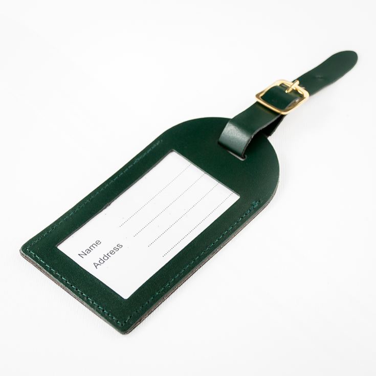 Personalised Dark Green Foiled Leather Luggage Tag product image