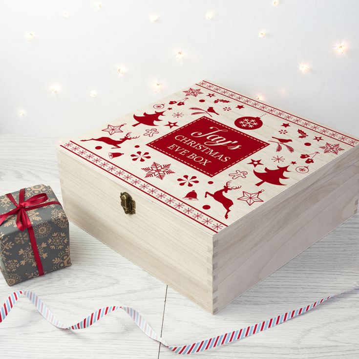 Personalised Festive Scandi Print Christmas Eve Box product image