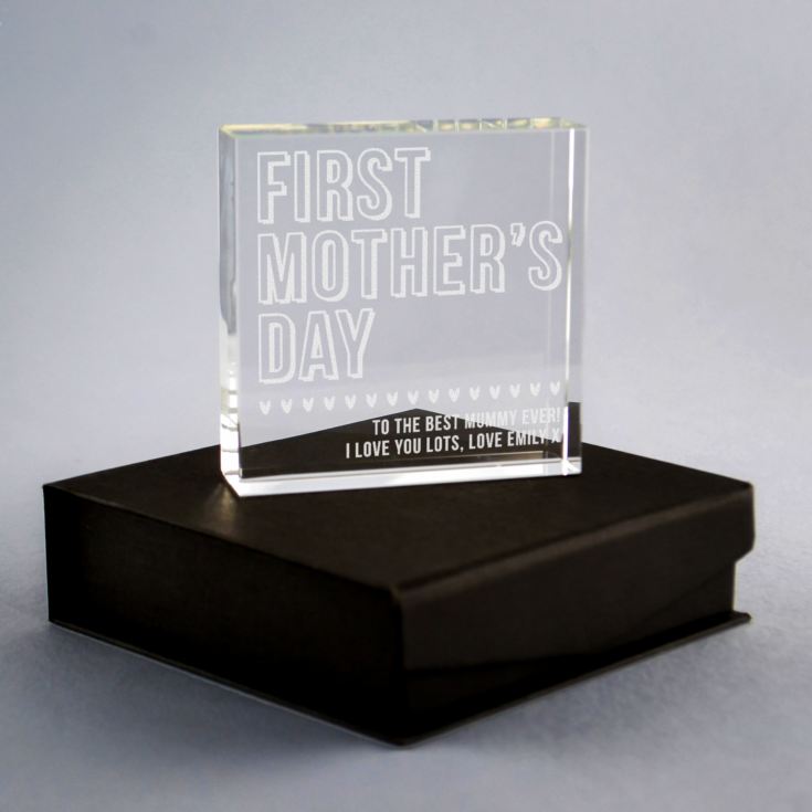 Personalised First Mother's Day Glass Keepsake product image