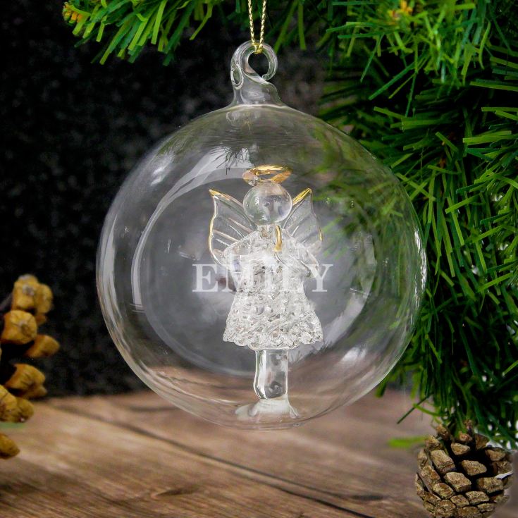 Personalised Glass Angel Bauble product image