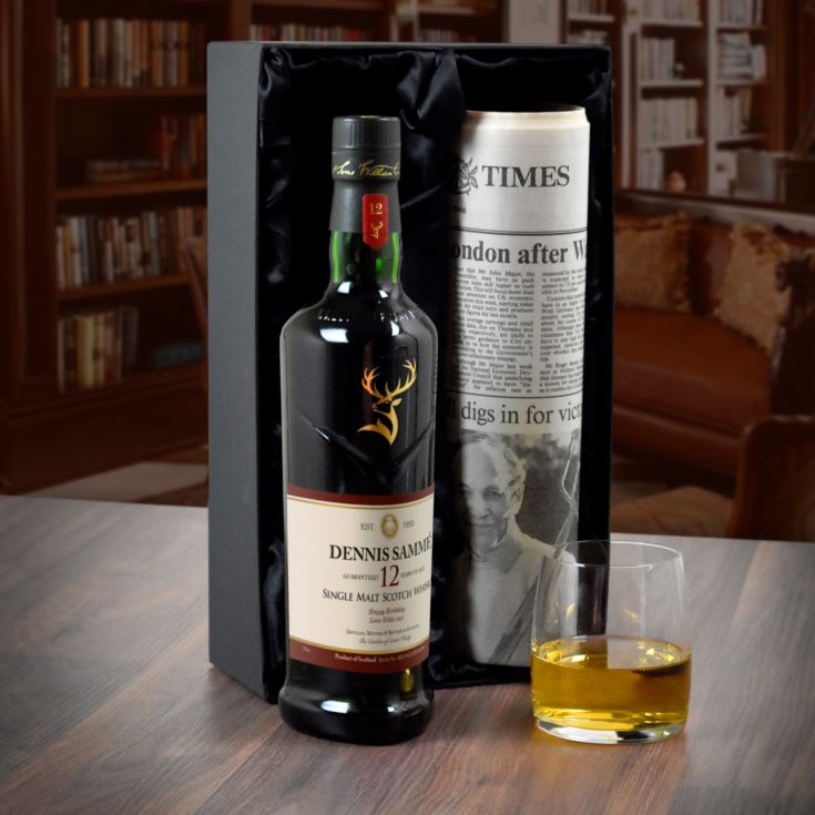 Personalised 12 Year Old Glenfiddich & Newspaper Gift Set product image