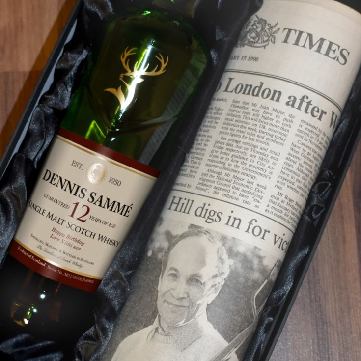 Personalised 12 Year Old Glenfiddich & Newspaper Gift Set product image