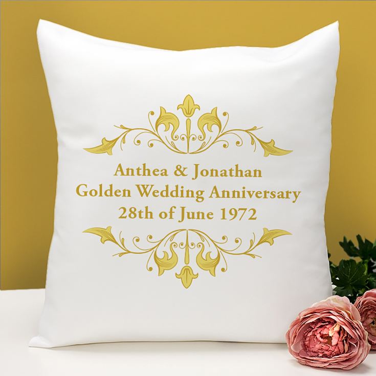 Personalised Golden Anniversary Cushion The Gift Experience