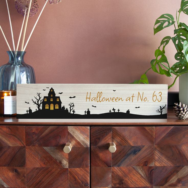 Personalised Halloween at Number House Mantle Sign product image