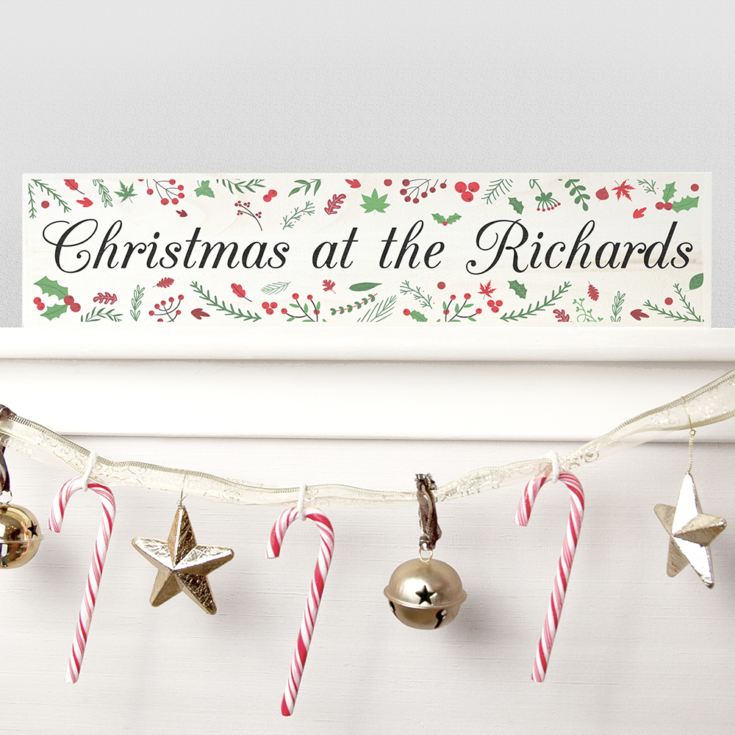 Personalised Holly Festive Christmas Mantle Decoration product image