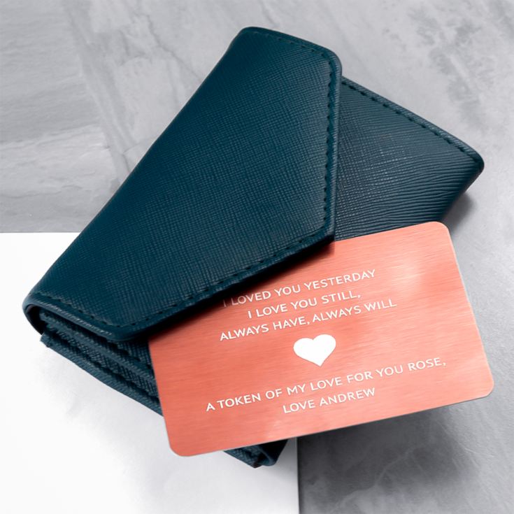 Personalised Love Note Metal Wallet Keepsake product image