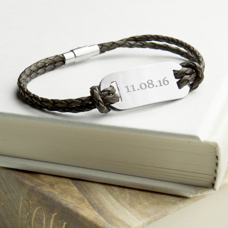 Personalised Men's Statement Leather Bracelet In Brown product image