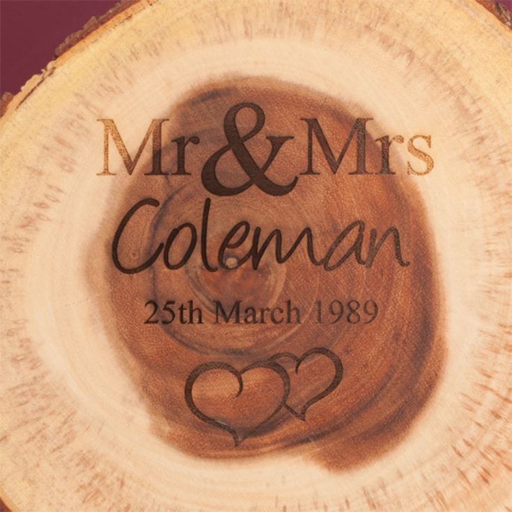 Personalised Mr & Mrs Tree Slice product image