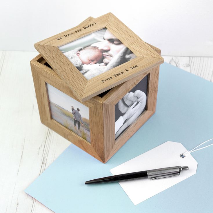 Personalised Oak Photo Cube Keepsake Box product image