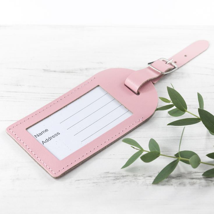 Personalised Pastel Pink Foiled Leather Luggage Tag product image