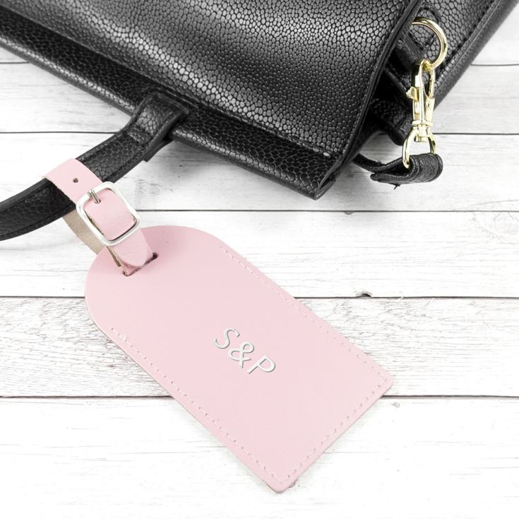 Personalised Pastel Pink Foiled Leather Luggage Tag product image