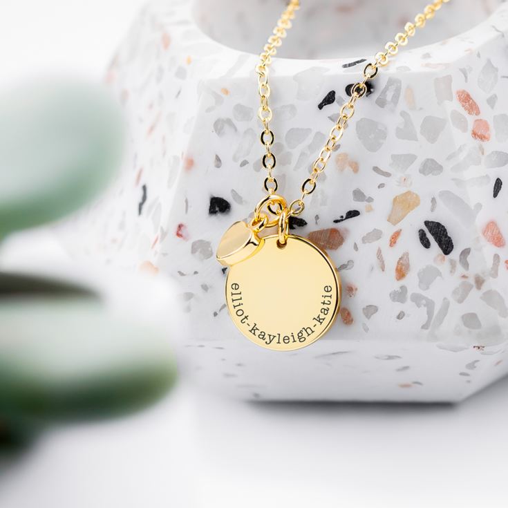 Personalised Polished Heart and Disc Necklace product image