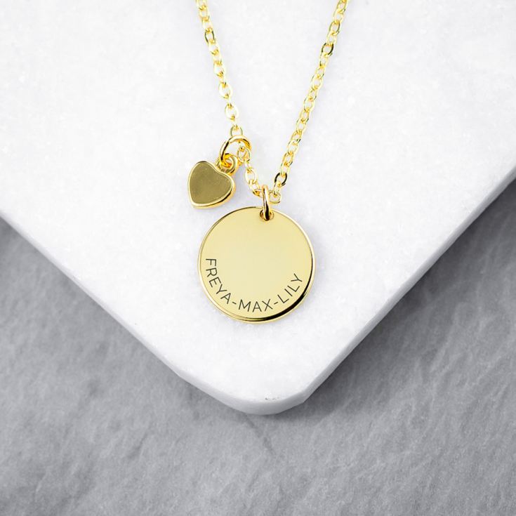 Personalised Polished Heart and Disc Necklace product image