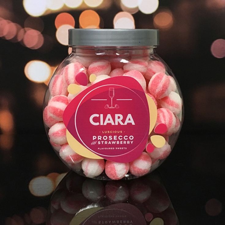 Personalised Prosecco & Strawberry Sweet Jar product image