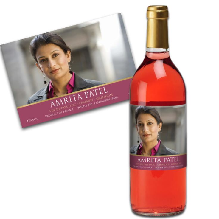 Rose Wine With Personalised Photo Label product image