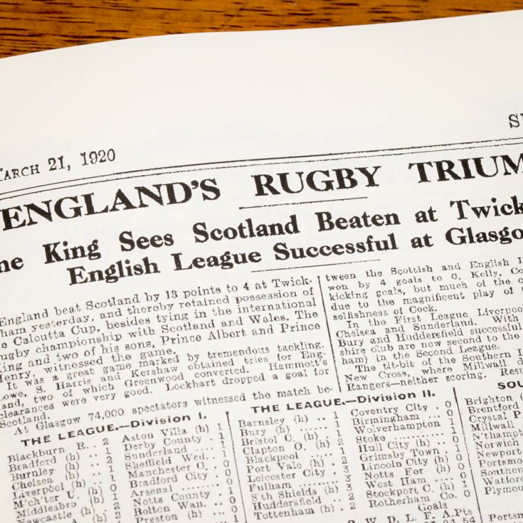 Personalised Rugby Six Nations Newspaper Book product image