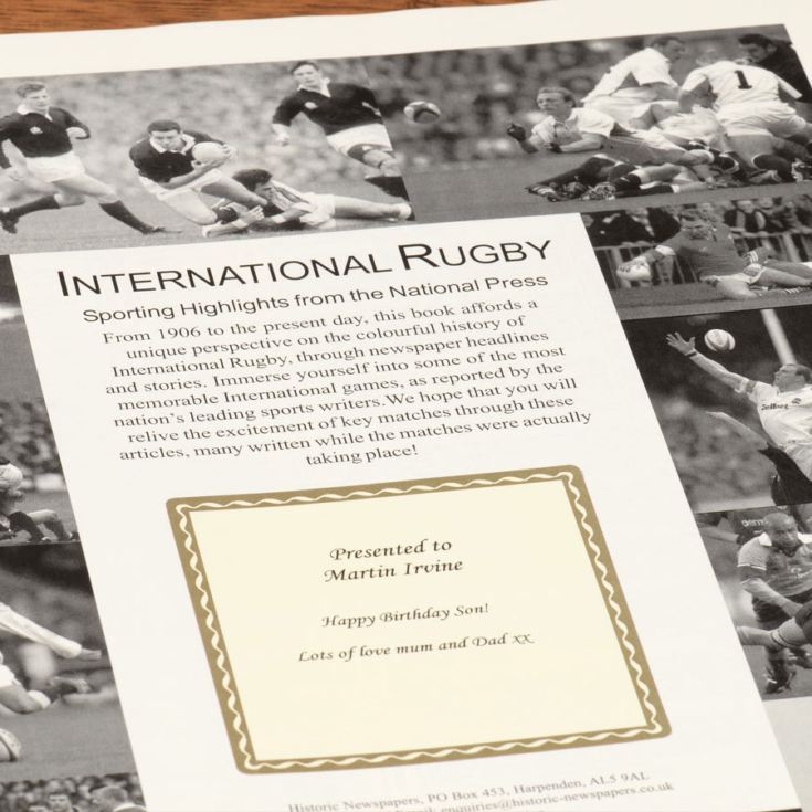 Personalised Rugby World Cup Newspaper Book product image