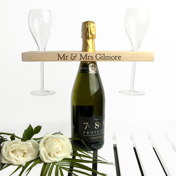 Personalised Welsh Ash Wooden Champagne Holder product image