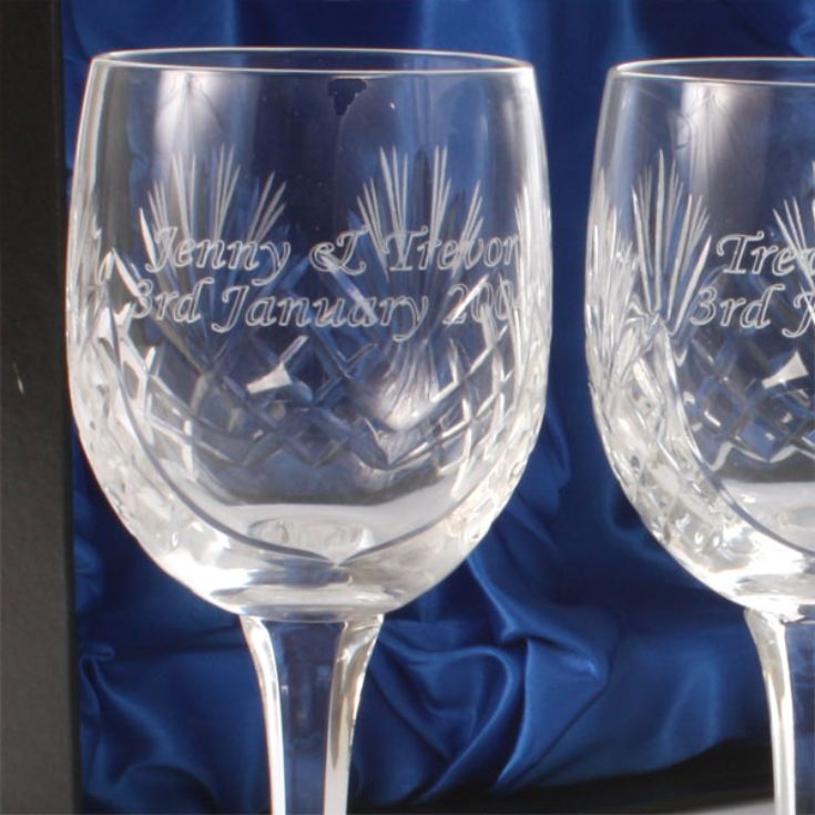 Engraved Cut Crystal Anniversary Wine Glasses The Gift Experience