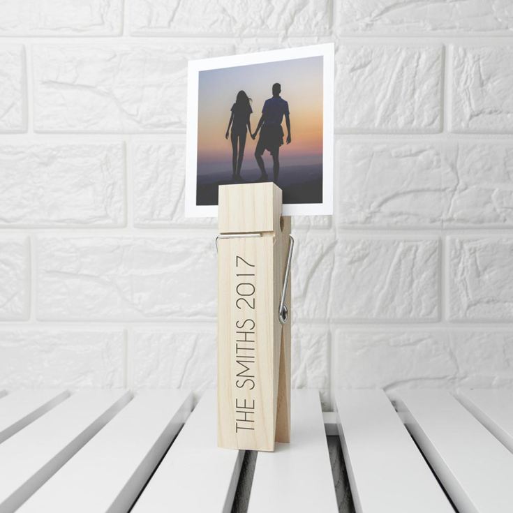 Personalised Wooden Peg Photo Holder product image