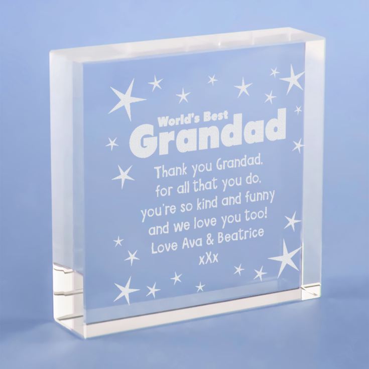 Personalised Worlds Best Grandad Glass Keepsake product image