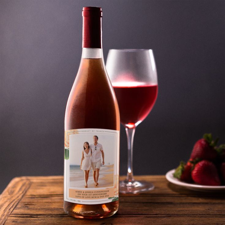 Personalised Photo Upload Rose Wine product image