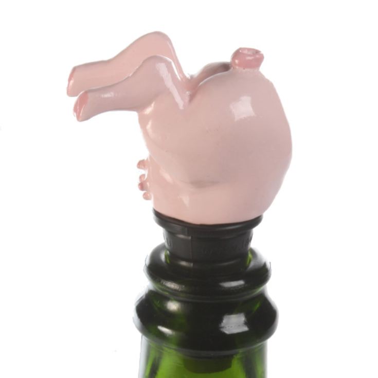 Upside Down Pink Pig Bottle Stopper
