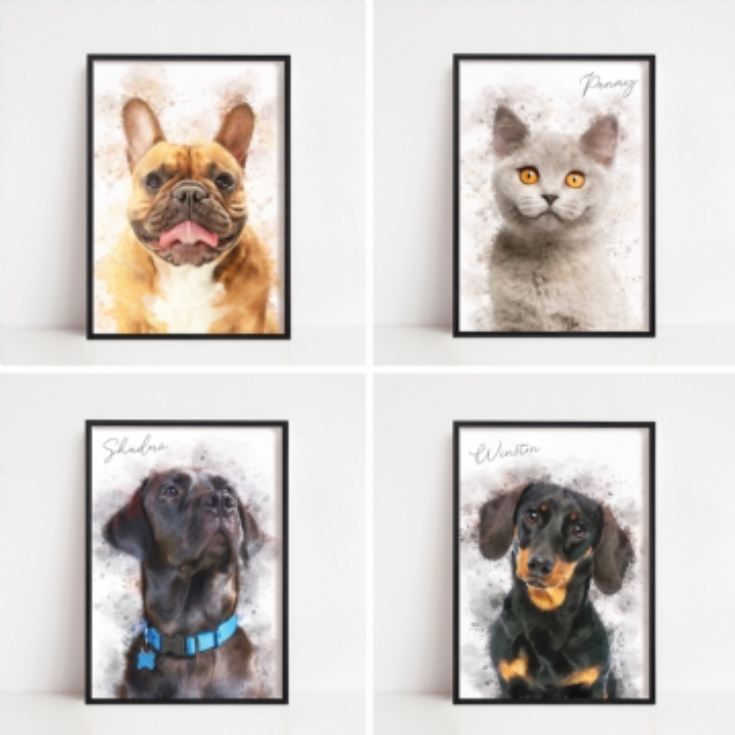 Personalised Watercolour Style Pet Portrait product image