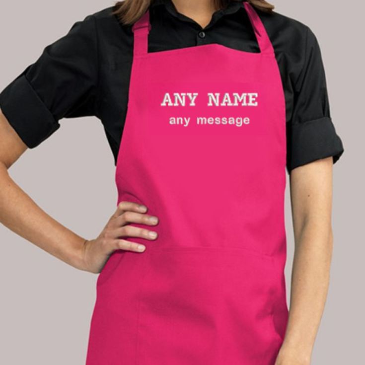 Personalised Embroidered Hot Pink Adult Bib Pocket Apron product image