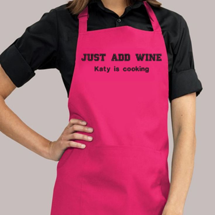 Personalised Embroidered Hot Pink Adult Bib Pocket Apron product image