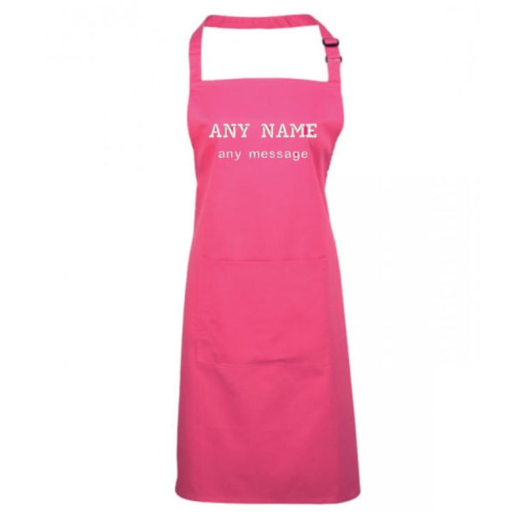 Personalised Embroidered Hot Pink Adult Bib Pocket Apron product image