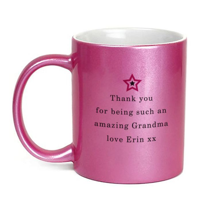 Personalised Best Grandma Ever Sparkly Pink Mug product image