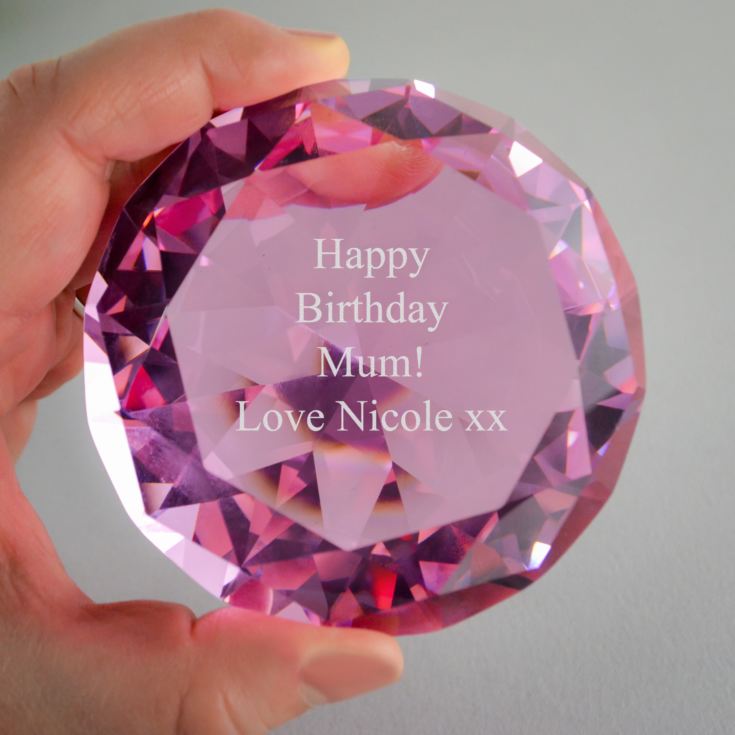 Engraved Optical Crystal Pink Diamond Paperweight product image