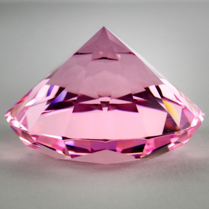 Engraved Optical Crystal Pink Diamond Paperweight product image