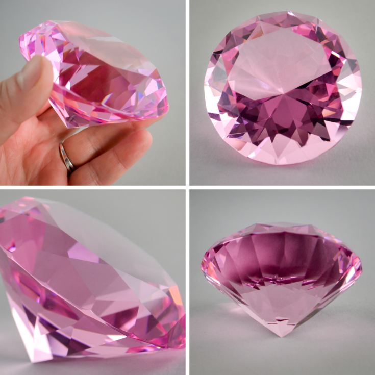 Engraved Optical Crystal Pink Diamond Paperweight product image