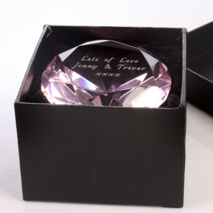 Engraved Optical Crystal Pink Diamond Paperweight product image