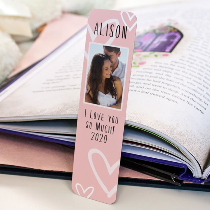 Personalised Romantic Hearts Photo Upload Bookmark product image