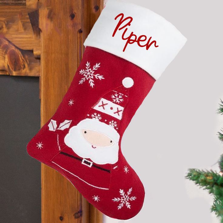 Personalised Deluxe Plush Red Santa Christmas Stocking product image