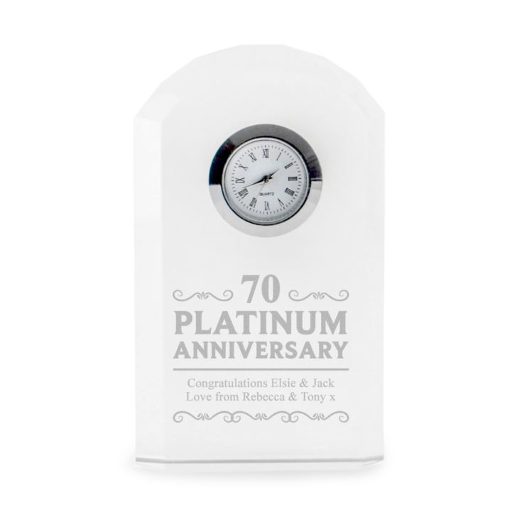 Engraved Platinum Wedding Anniversary Mantel Clock product image