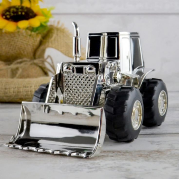 Silver Plated Personalised Tractor Money Box product image