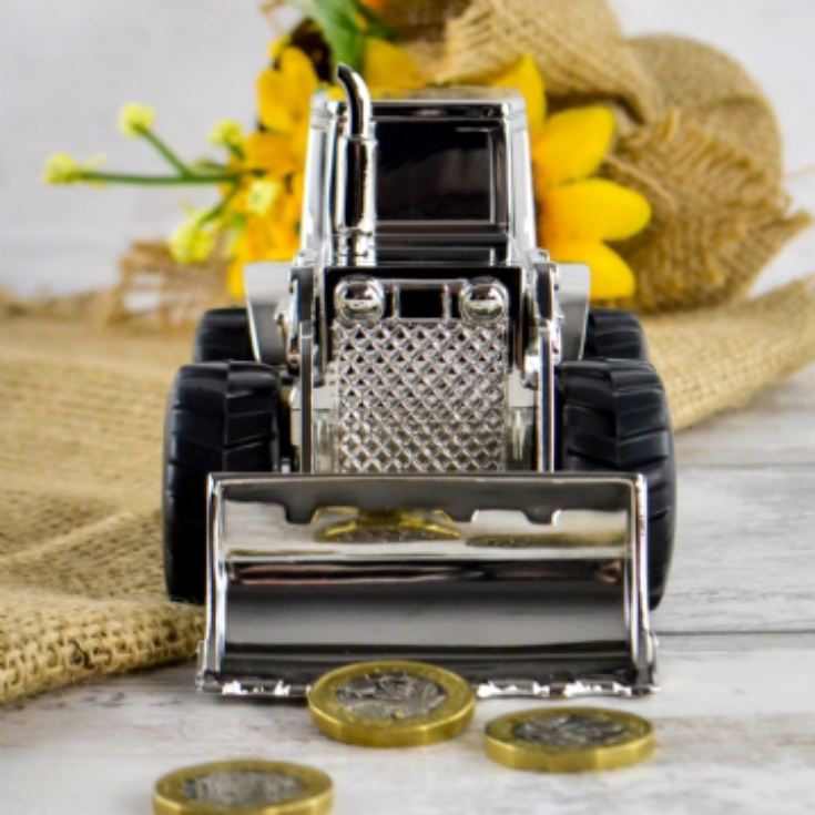 Silver Plated Personalised Tractor Money Box product image