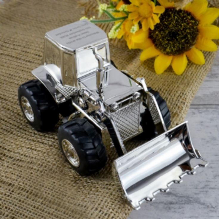 Silver Plated Personalised Tractor Money Box product image