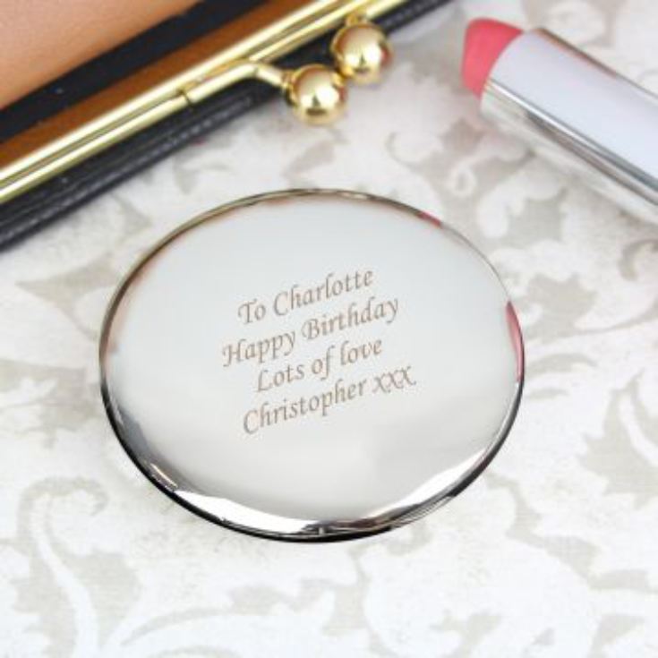 Silver Plated Personalised Compact Mirror product image