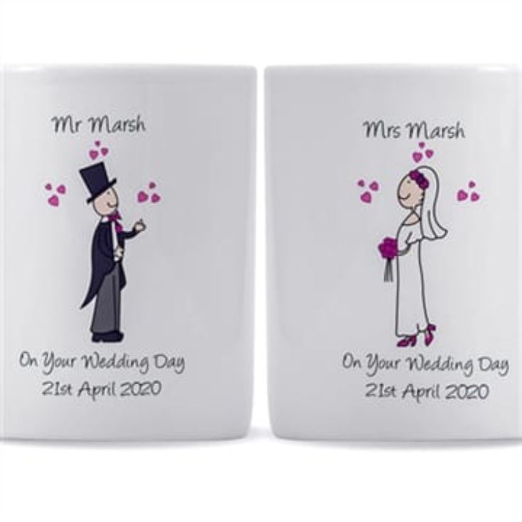 Personalised Wedding Mugs - Cartoon Bride and Groom product image