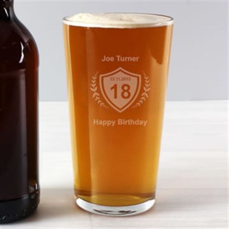 Personalised Age Crest Pint Glass product image